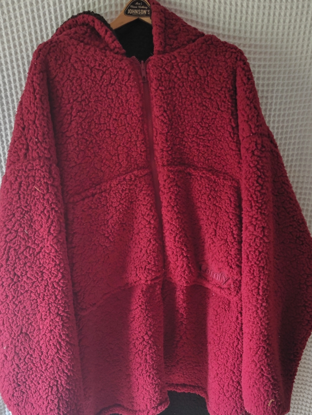 The Comfy | Plush Sherpa Zip-Up Hoodie Sweater - Red